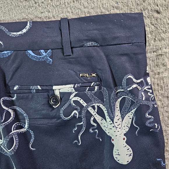 RLX Ralph Lauren Shorts Men 38 Octopus Print Navy Stretch Golf - Picture 8 of 11